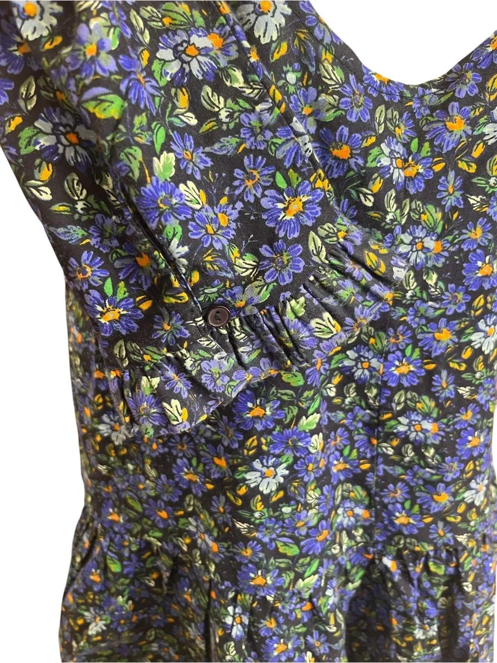 Free People The Avenue Floral Mini Dress Navy Open Back Ruffle Hem Boho Small